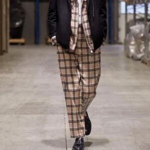 MUNTHE Reed Plaid Wool Trouser Pants Loose Fit